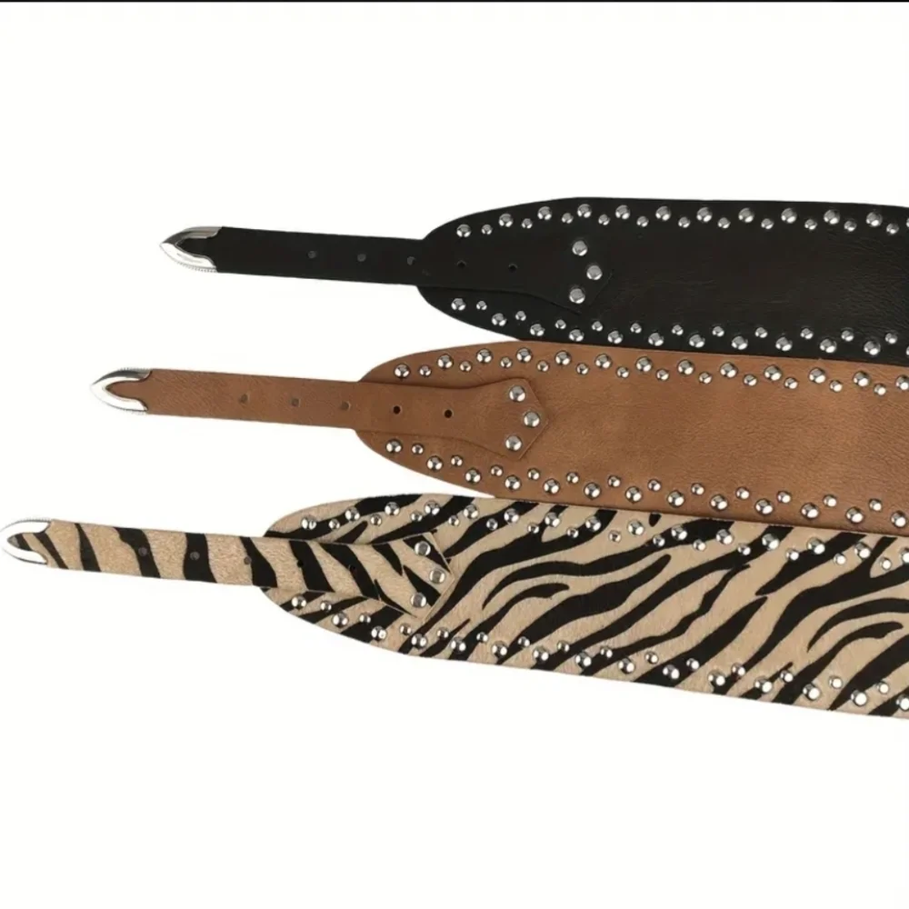 Brown Belt M L Brown Rodeo Belt Studded Silver Buckle Western Women Retro Belts